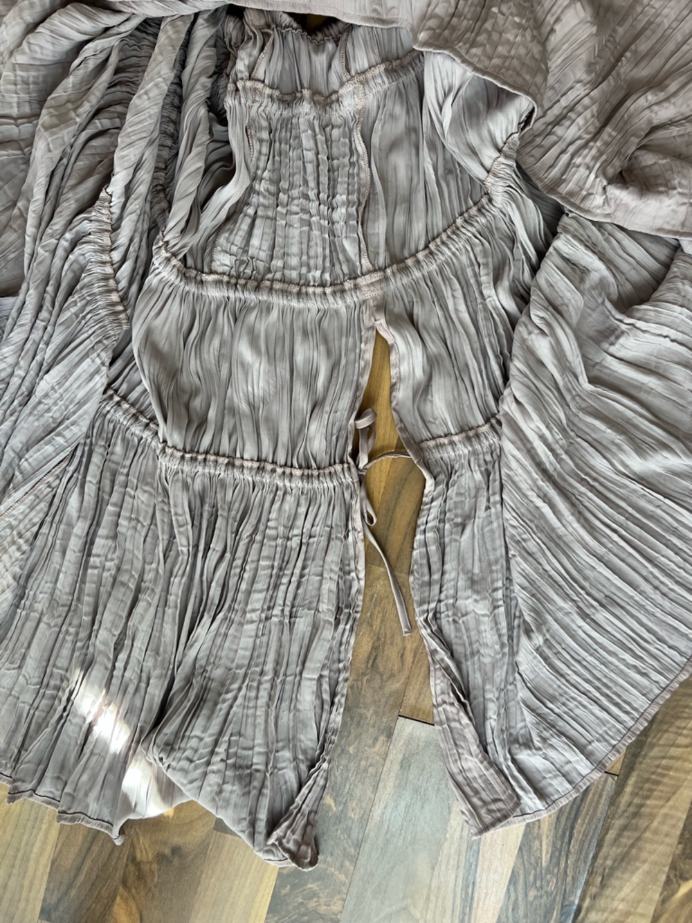 Free People Beige-Taupe Tiered Wrap (kind of) Midi Skirt, XS - EEUC / like new - Picture 9 of 13